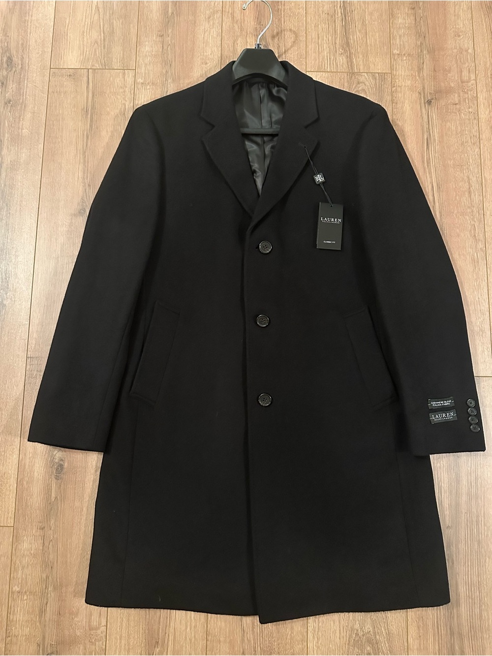 Ralph Lauren Men's Black Cashmere Wool Blend Overcoat 42R